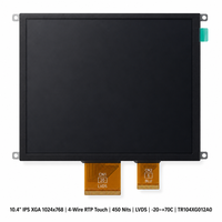 شاشة TMK مقاس 10.4 بوصة IPS TFT LCD بدقة 1024x768 XGA وسطوع 450 نيت مع إضاءة خلفية LED LVDS عادةً سوداء بنسبة عرض إلى ارتفاع 4:3 -20 +70 درجة مئوية شاشة HMI صناعية