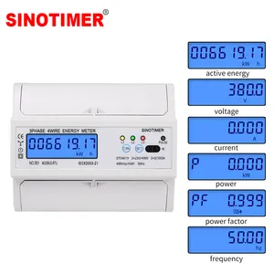 Din Rail Meteran Energi Tiga Fase Elektrik, RS232 KWh Konsumsi Daya Tegangan Arus Wattmeter Monitor Modbus RTU 380V 400V