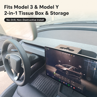 Organisateur de tableau de bord Tesla Model 3 Y, boîte à mouchoirs, rangement latéral, emplacement pour cartes, porte-lunettes de soleil