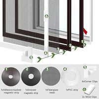 Moustiquaire magnétique auto-adhésive DIY pour fenêtre et porte, filet anti-insectes et anti-moustiques