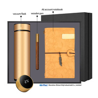Ensemble cadeau d'entreprise VIP personnalisé : Thermos en acier inoxydable, couverture en cuir PU, stylo personnalisé, carnet de notes A6
