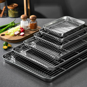 Plateau de cuisson en acier inoxydable Cookie Biscuit Plaque de cuisson Pan Restaurant Service des aliments Plateau de cuisson Ensemble avec grille de refroidissement - Product Image 4