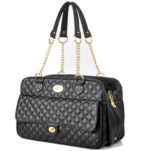 Sac de transport pour animaux de compagnie, design matelassé noir, respirant, portable, pour chat et chien, taille moyenne - Product Image 3