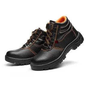 Hete Verkoop Leer/Pu Stalen Neus En Stalen Plaat Insert Schoenen Voor Mannen Veiligheid Beschermende Werkschoenen Laarzen
