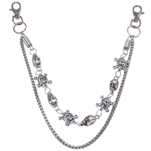 yueli Double Layer Metal Waist Chain <b>Skull</b> Spring Pants Chain Hip Hop Trendy Men Women Jeans Accessory Zinc Alloy Daily Wear - Product Image 5