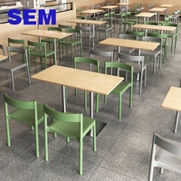 Fabricant de meubles de restaurant SEM, table à manger en bois et ensemble de chaises en polypropylène, Comedor 4 Sillas pour cantine du personnel scolaire
