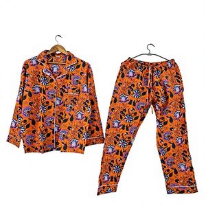 Pyjama en coton pour homme, imprimé géométrique, manches longues, tricoté, doux, décontracté, pour l'été, ensemble de vêtements de nuit, lavable en machine, cadeau pour elle - Product Image 1