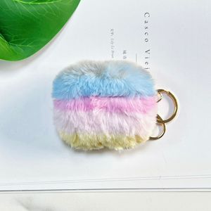 เคส AirPods ลายรุ้งขนปุยแบบขายส่ง TPU+ขนปุย น่ารักและกันกระแทก เคส AirPods ขนปุยไล่สี - Product Image 2