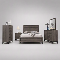 Ensemble de meubles de chambre à coucher 5 pièces moderne et contemporain pour lit King Size, comprenant lit, coiffeuse, commode et tiroirs, hauteur réglable, pour maison et hôtel