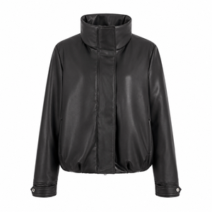 Chaqueta Clásica para Mujer, 100% Poliuretano, Corte Ajustado, Estilo Motero, Cierre de Cremallera, Color Negro, Bordado Personalizado, Precio de Fábrica, Venta al Por Mayor - Product Image 2
