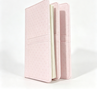 Carnet à anneaux A6 en cuir PU, porte-cartes photo, couverture de journal à pois, planificateur budgétaire, livre de collection