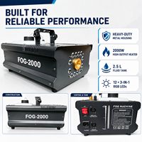 Machine à fumée LED 2000W avec 12 LED RGB, portée de fumée de 8-10m, contrôle sans fil et filaire DMX512