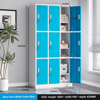 Casier métallique économique à 9 portes bleu pour bureau, école, salle de sport, armoire de rangement en acier imperméable