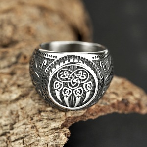 yunnique European American Titanium Steel <b>Ring</b> <b>Men</b> Nordic Viking Compass Hip Hop Style Round Geometric Gift Jewelry - Product Image 4