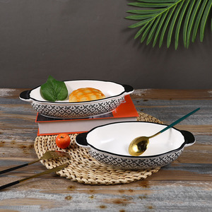 Nuovo Set di 4 Pezzi di Stoviglie in Ceramica Nordica Moderna con Doppio Manico e Logo Personalizzato, Teglie Antiaderenti per <span class=keywords><strong>Pizza</strong></span> e Torte (Eco-Friendly) - Product Image 3