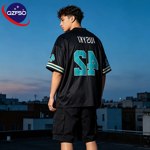 เสื้อยืดฟุตบอลคอกว้างทรงโอเวอร์ไซส์ QZFSO Blokecore ผ้าโพลีเอสเตอร์เนื้อแมท แบบสั่งทำพิเศษพร้อมหมายเลขพิมพ์ลายซับลิเมชั่น สำหรับผู้ชาย - Product Image 1