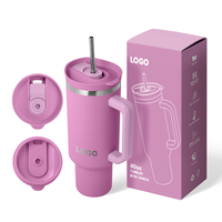 Tumbler Grosir 2025 dengan Gagang dan Tutup Sedotan, Anti Bocor, Ramah Cup Holder, Mug Perjalanan Stainless Steel, Hadiah
