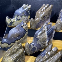 Statue de Dragon en Agate Volcanique Naturelle Sculptée, Réactive aux UV, Pierre de Guérison, Décoration d'Intérieur, Cadeau de Collection – Vente en Gros