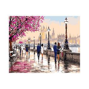 Prêt à accrocher bricolage numérique peinture à l'huile toile Arts en gros combinaison sans cadre plusieurs Styles jaune abstrait métal - Product Image 6