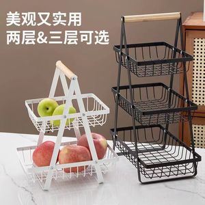 Creative Multi-Layer Slim Space Metal <strong>Fruit</strong> Basket Home Living Room Dried <strong>Fruit</strong> Snack Storage Rack Three-Layer Detachable Shelf - Product Image 3