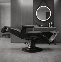 Fauteuil de barbier électrique multifonctionnel en cuir PU avec dossier inclinable et levage hydraulique, idéal pour les salons de coiffure