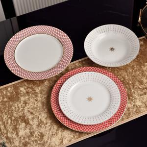 Red Line Porcelain Tableware Luxury Design for Restaurants and Weddings Includes <b>Plates</b> Bowls and Cup Kit - Product Image 3