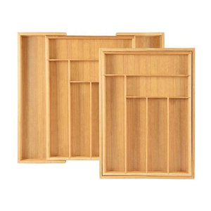Wholesale kitchen drawer cutlery tray silverware Utensil Drawer Organizer Flatware bamboo storage box