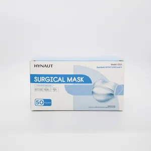 ASTM F2100 Level 3 Surgical Hynaut 50 Pcs Disposable 3 Ply Earloop Face Masks Suitable for Home School Office and Outdoors