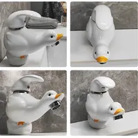 FEIDU robinet de canard en céramique à poignée unique moderne blanc Design mignon pour eau chaude et froide maison salle de bain lavabo