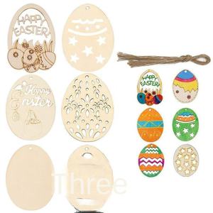 Adorno de Madera de Boj con Forma de Huevo de Pascua, Decoración para Fiesta de Pascua, Manualidades, Chips de Madera para Manualidades - Product Image 4