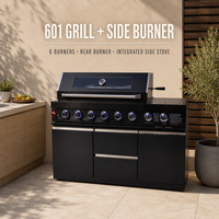 Barbecue à gaz d'extérieur 8 brûleurs pour patio, unité modulaire en acier inoxydable 304 noir avec brûleur latéral et rangement