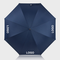 Parapluie de voyage droit pour homme, modèle personnalisé, avec longue tige en fibre de verre, protection UV, design classique, résistant au vent, noir, logo imprimé