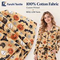 Tissu en coton doux 52 g/m² imprimé numériquement personnalisé, motif chat et citrouille d'Halloween, idéal pour vêtements pour enfants, pyjamas et loisirs créatifs