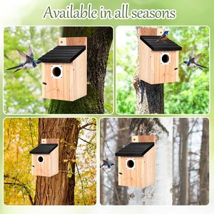Nichoir rustique en bois massif et maison pour colibris, écologique, multifonctionnel, décoration extérieure, artisanat en bois - Product Image 6