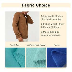 100 algodón en blanco francés Terry peso pesado de gran tamaño chándal ajuste serigrafía Logo hombres cuello redondo sudaderas con capucha hombres logotipo personalizado - Product Image 4