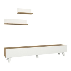 Mobile <span class=keywords><strong>TV</strong></span> in Legno con Spazio di Archiviazione Versatile e 2 Mensole a <span class=keywords><strong>Muro</strong></span> per Soggiorno, Ordine all'Ingrosso dalla Fabbrica - Product Image 5