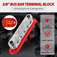 Barre omnibus marine 300A, bloc de distribution d'alimentation 12V avec couvercle, 6 goujons de borne 3/8" (M10), max 300V AC, barre omnibus 48V pour automobile