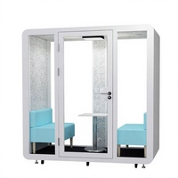 Cabine de bureau insonorisée acoustique, cabine téléphonique modulaire, cabine de réunion à structure en acier avec verre trempé pour salle d'interview