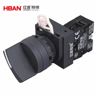 Sélecteur à bascule en plastique 22mm IP40 pour panneau de commande, momentané/verrouillable, 2/3 positions, 1NO 10A pour contrôle industriel HBAN