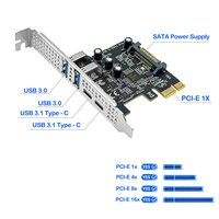 Kartu Ekspansi PCI-E ke USB 3.2 Gen1 5Gbps Metal & PCB dengan 2 Port USB 3.1 & 2 Port Tipe-C untuk Komputer Desktop (Tersedia)