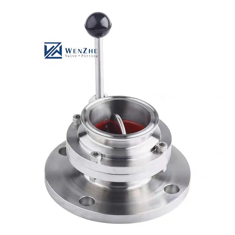 Stainless Manual SS316L Sanitary Stainless Steel Butterfly Valve Thread End With Pull Handle