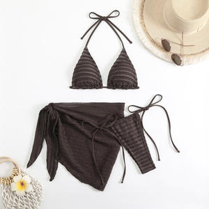 RUIQUWIN vente en gros 2025 nouveau imprimé Sexy Bikini cordon maillot de bain trois pièces Senior robe de plage - Product Image 2