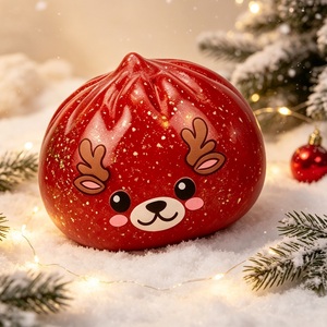 Christmas Reindeer Glitter Dumpling <b>Squishy</b> Soft Squeeze Fidget Toy Stress Relief Sensory Toy Gift for Kids and Adult - Product Image 3