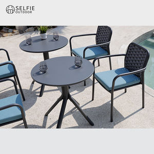 ชุดโต๊ะอาหารกลางแจ้งทันสมัยหรูหราพร้อมเก้าอี้วางซ้อนกันได้กรอบอลูมิเนียมสำหรับใช้ในโรงพยาบาลและโรงแรม - Product Image 4