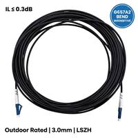 Kabel Patch Fiber Optik LSZH Outdoor LC UPC ke LC UPC Single Mode Bersertifikasi CPR 3.0mm Hitam untuk Jaringan FTTH