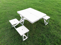Ensemble table et chaises pliantes en aluminium 4 places avec trou pour parasol, camping, barbecue, léger, imperméable, résistant à la rouille, pique-nique