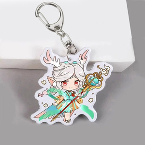 Silk-screen Printed Acrylic Plastic Keychain Glitter Epoxy Process Wholesale Anime Pendant Keychains Custom