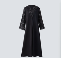 Robe Abaya Zifeng OEM à la mode, musulmane, du Moyen-Orient, noire, perlée, ethnique, brodée de perles de neige