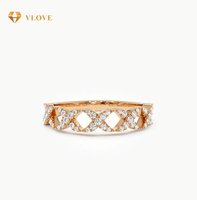 VLOVE-Bague en or 14 carats avec diamant empilable et rond, bijoux de mode uniques personnalisés pour femmes