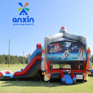 Château rebondissant intérieur et extérieur personnalisé en usine combinaison de toboggan de trampoline gonflable commercial à vendre série spatiale - Product Image 1